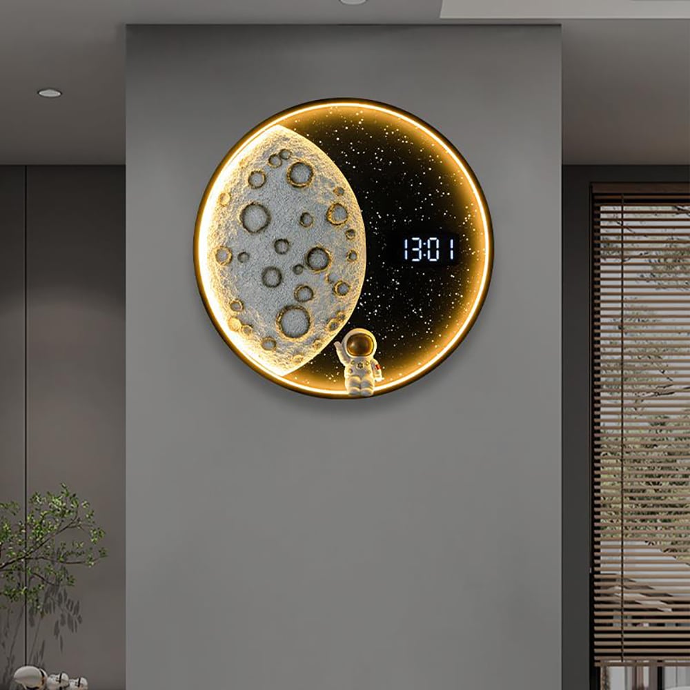 Customer Reviews for 19.7" LED Digital Round Moon Astronaut Wall Clock Spaceman Decor Art USB Charging