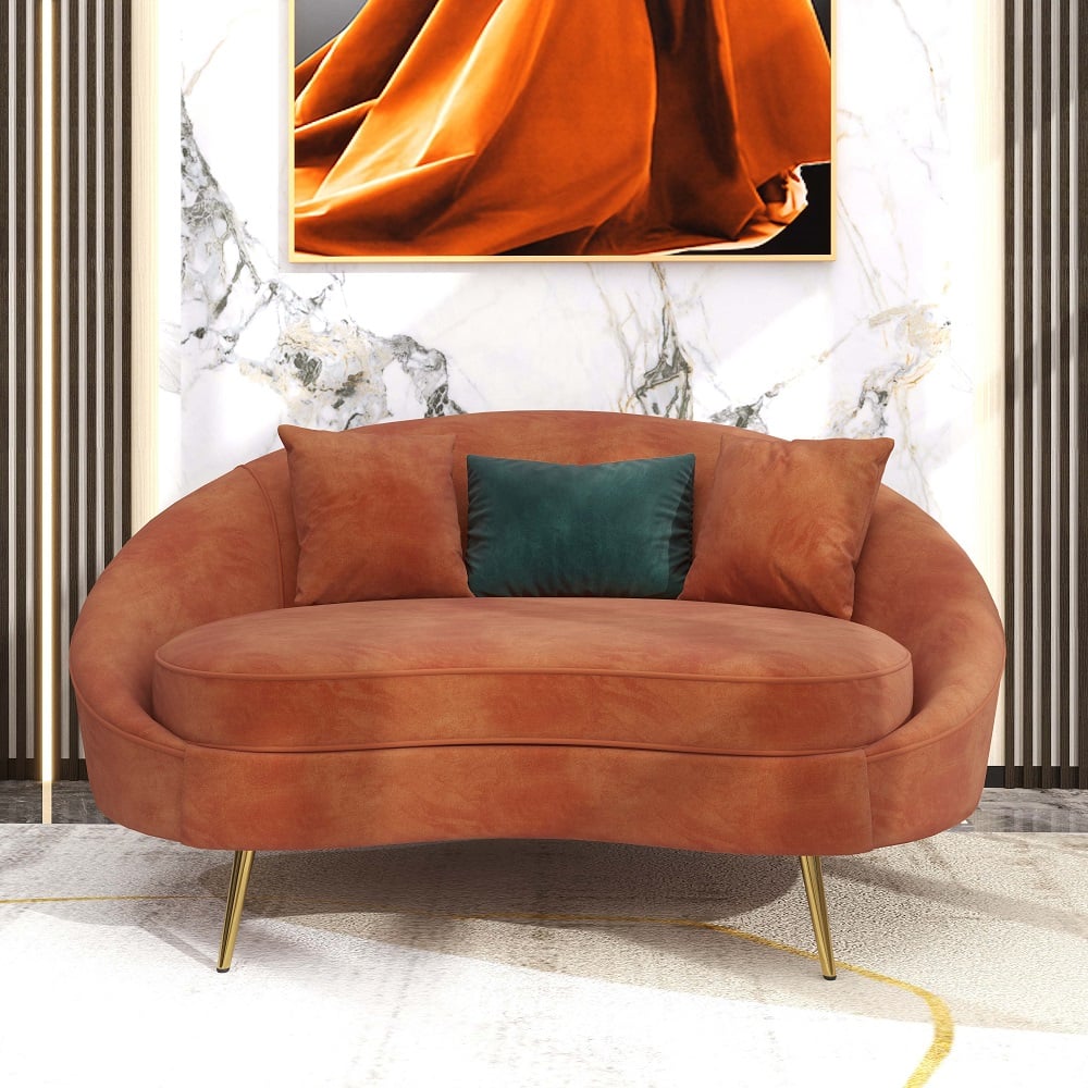 Questions et Réponses pour Coussin de canapé incurvé en velours bronze moderne de 1600 mm inclus