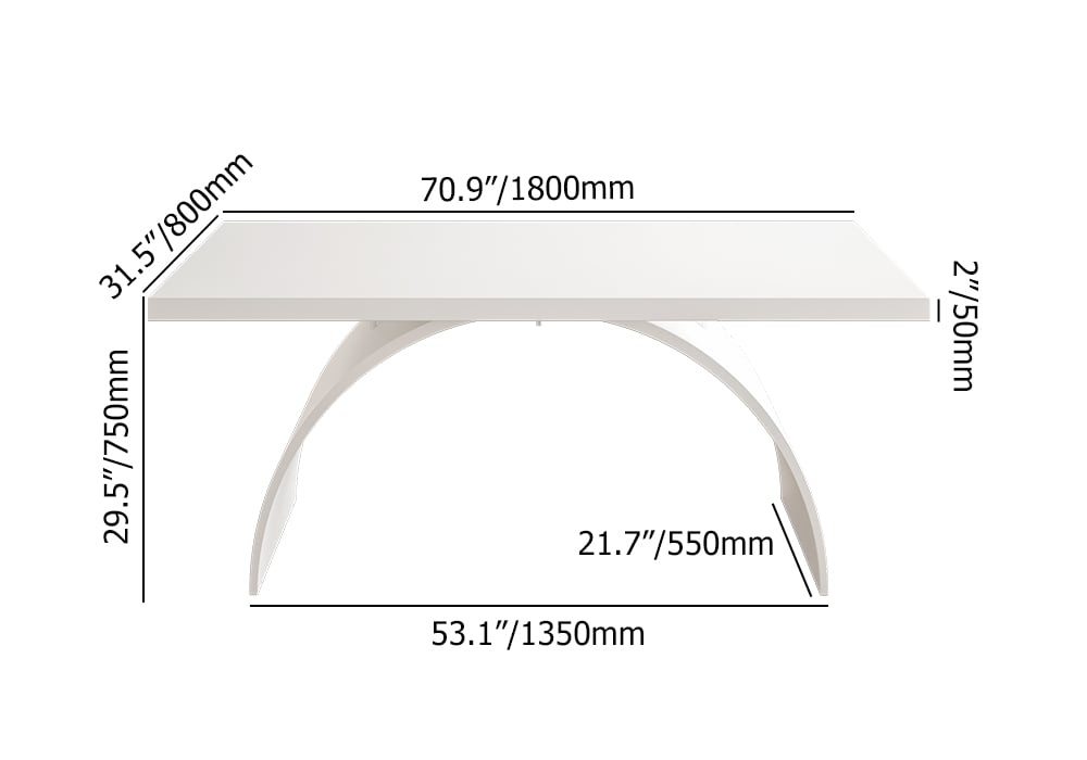 70.9" Modern White Rectangular Writing Desk & Office Desk Chair Set High Back weights dimensions image