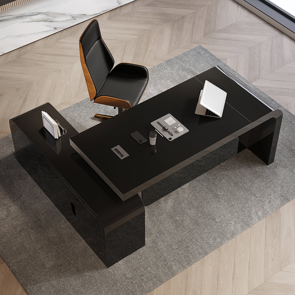 Klantrecensies voor Chicent Modern zwart L-vormig directiebureau met voldoende opbergruimte voor de rechterhand (1800 mm)