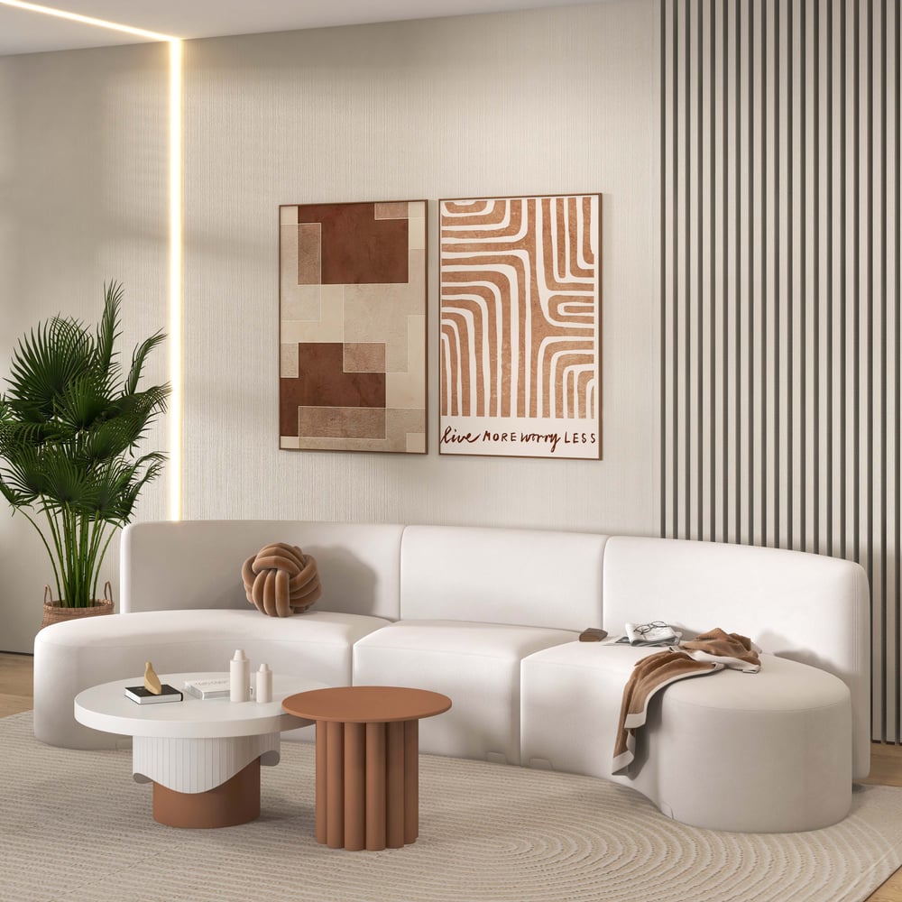 Questions and Answers for 120" Modern White Curved Sectional Floor Sofa Velvet Upholstery for Living Room