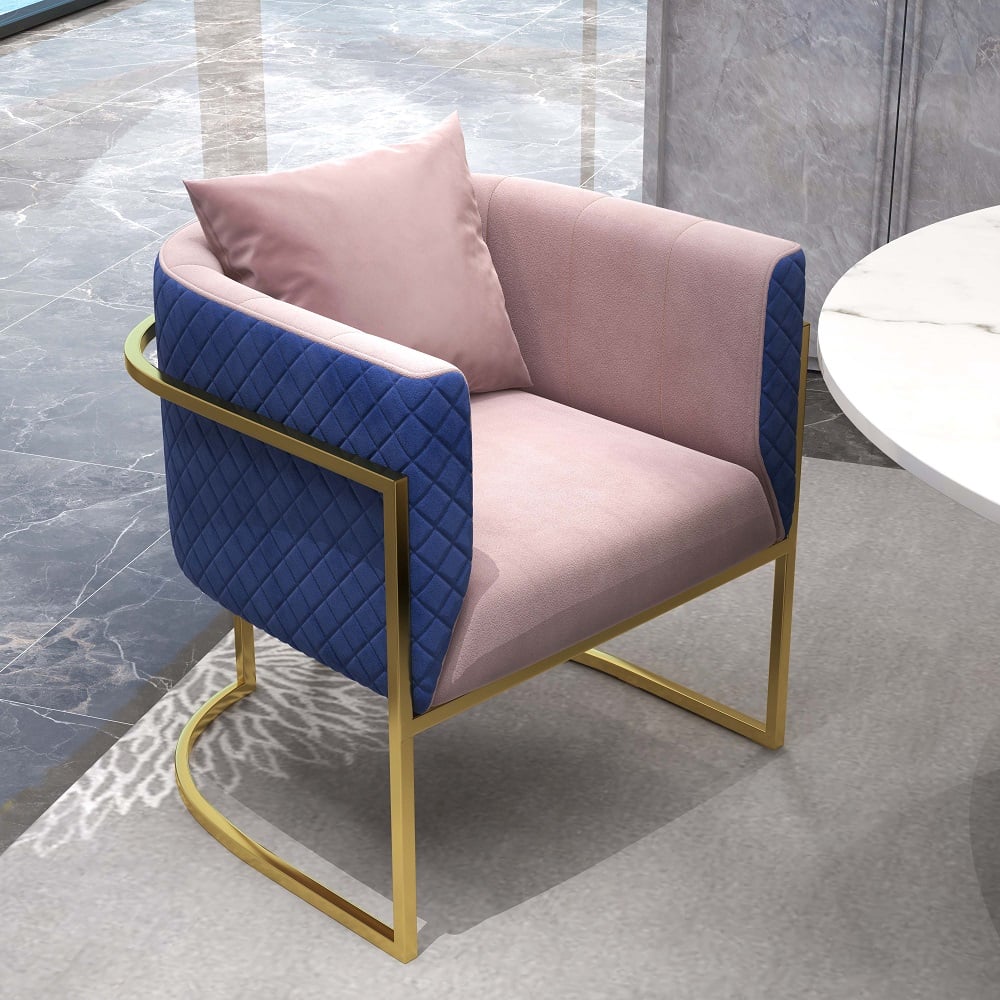 Avis Clients sur Cuddle Chair Fauteuil Club rembourré en velours rose et bleu Fauteuil d'appoint Fauteuil d'appoint