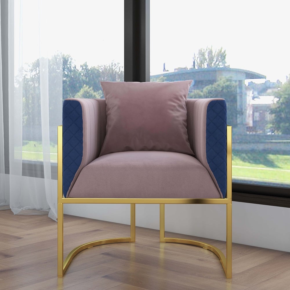 Avis Clients sur Cuddle Chair Fauteuil Club rembourré en velours rose et bleu Fauteuil d'appoint Fauteuil d'appoint