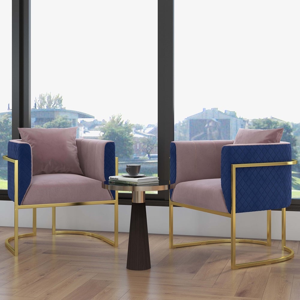 Avis Clients sur Cuddle Chair Fauteuil Club rembourré en velours rose et bleu Fauteuil d'appoint Fauteuil d'appoint