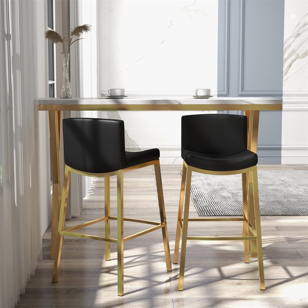 Customer Reviews for Set of 2 Modern PU Leather Bar Stools with Upholstery Black