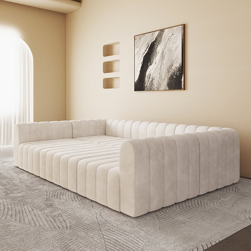 Questions and Answers for 3022 mm modular off-white velvet sectional sofa set, convertible, upholstered for 6 seats