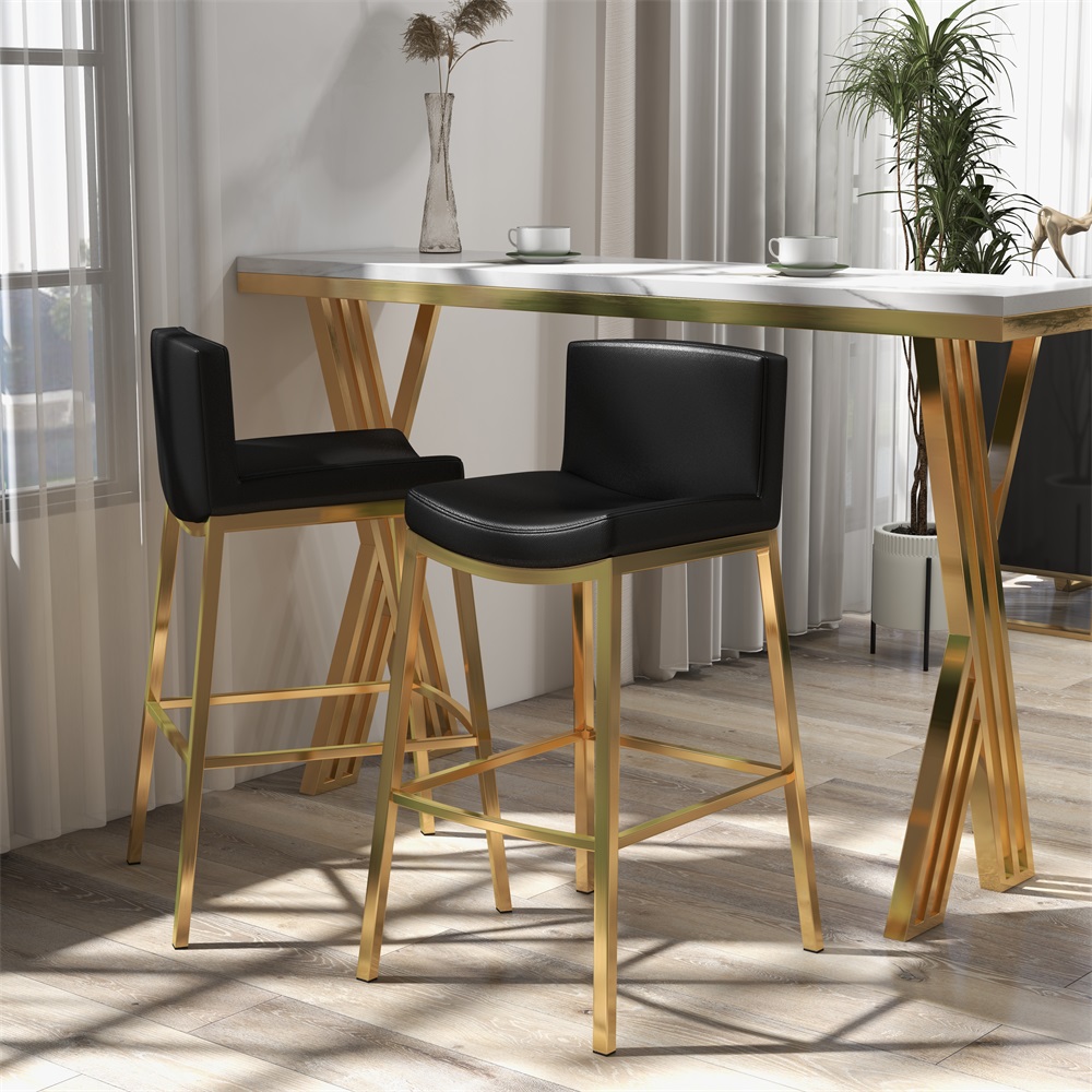 Customer Reviews for Set of 2 Modern PU Leather Bar Stools with Upholstery Black