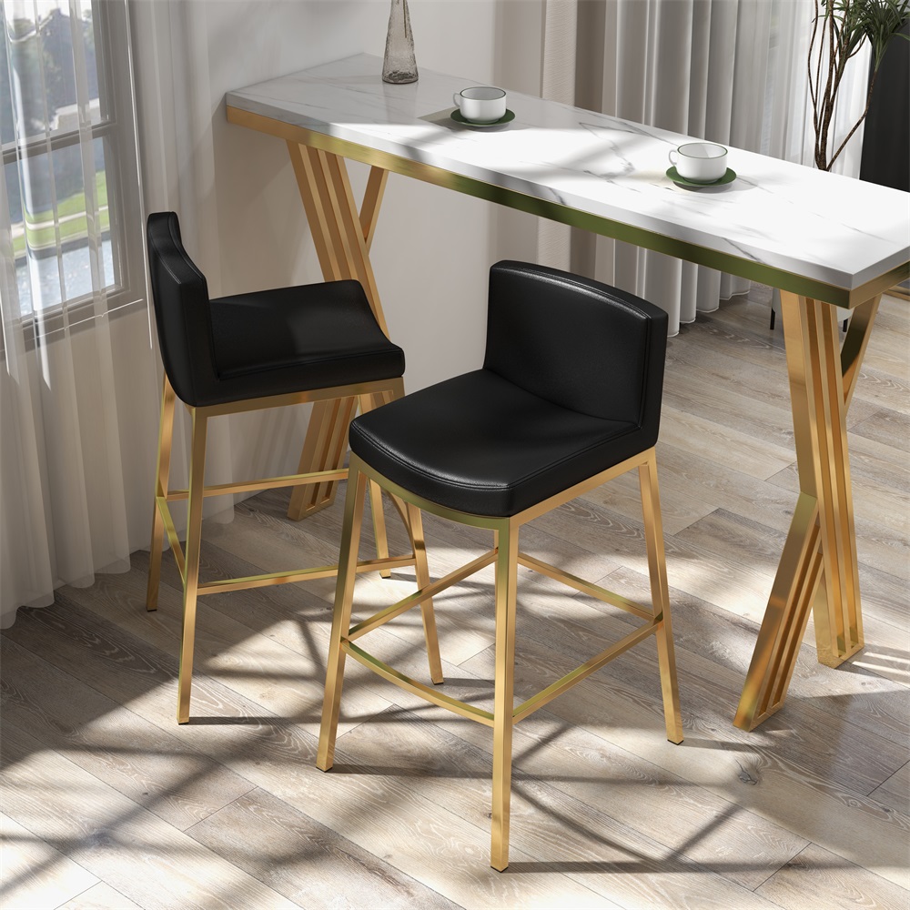 Customer Reviews for Set of 2 Modern PU Leather Bar Stools with Upholstery Black