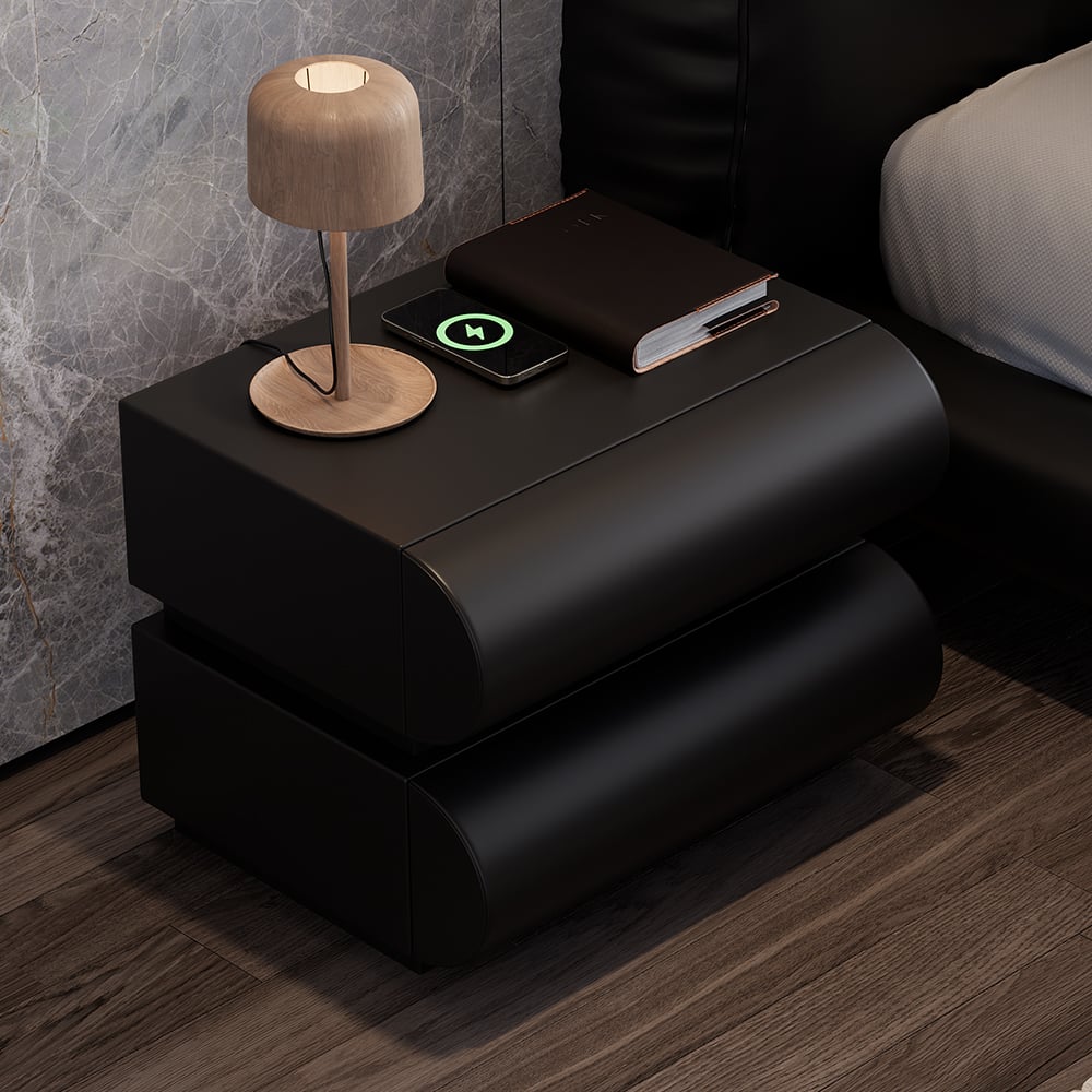 Questions and Answers for Humply Black Smart Leather Bedside Table with Charging Station