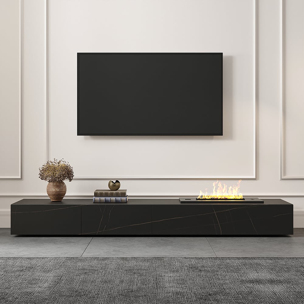 Recensioni dei clienti per Moderno caminetto basso TV da 2000 mm con 2 cassetti in marmo artificiale nero