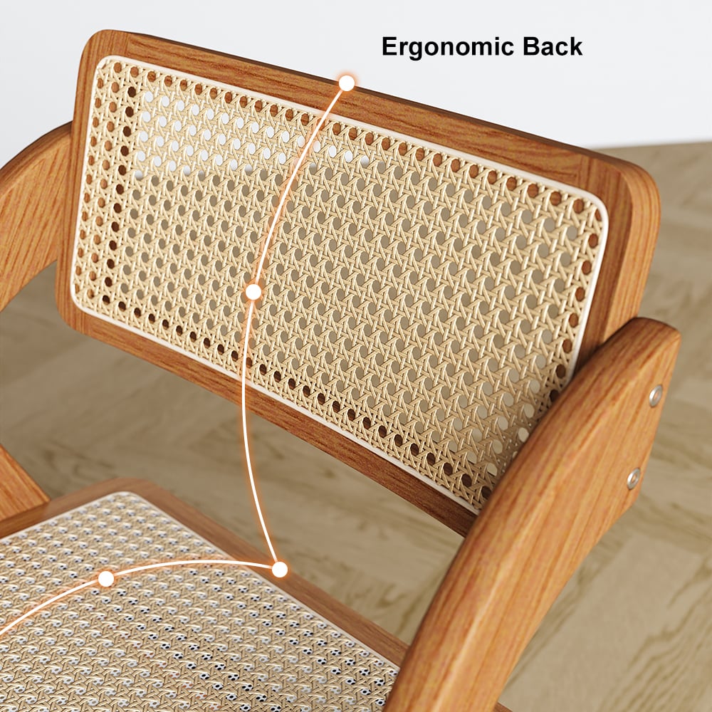 Questions et Réponses pour Japandi Chaise de Salle à Manger Pliante en Noyer (Lot de 2) Chaise d'appoint en Rotin et Bois Massif