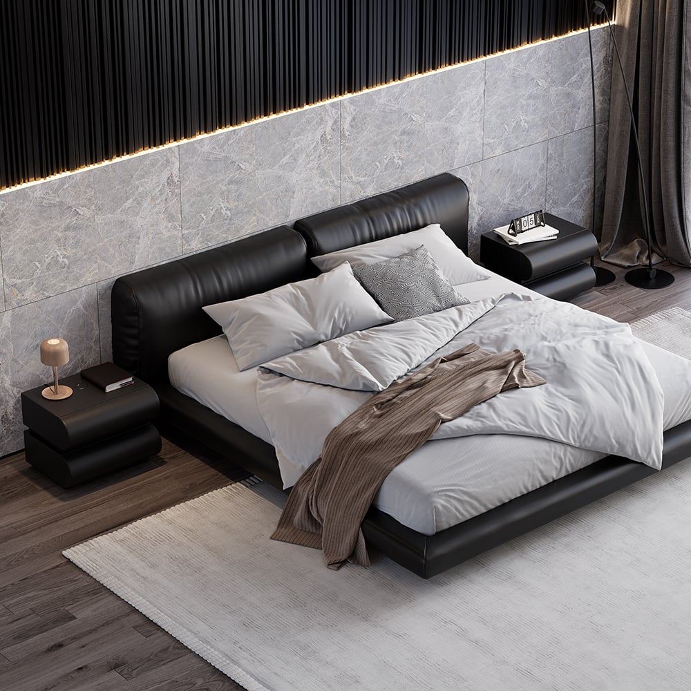 Questions and Answers for Humply Black Smart Leather Bedside Table with Charging Station