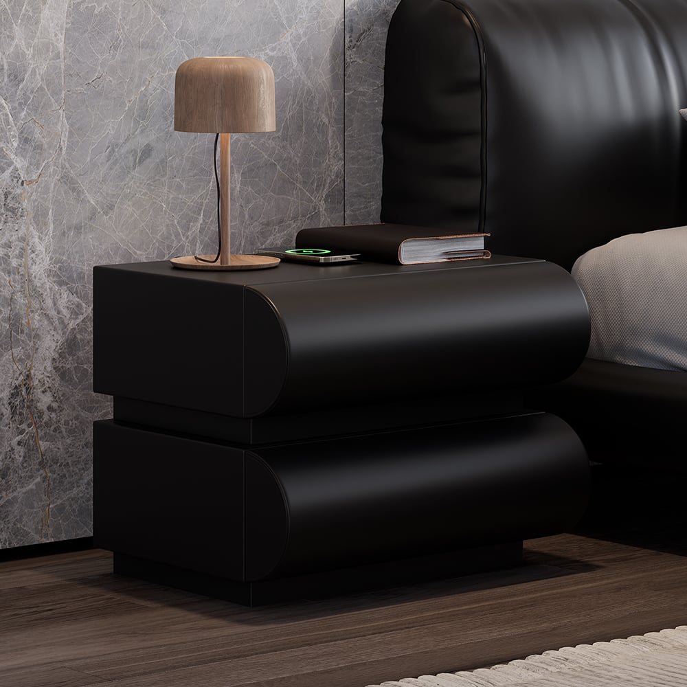 Questions and Answers for Humply Black Smart Leather Bedside Table with Charging Station