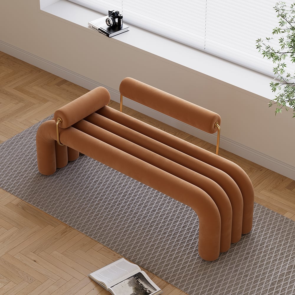 Klantrecensies voor Moderne getufte bank, entreebank van fluweel in bruin