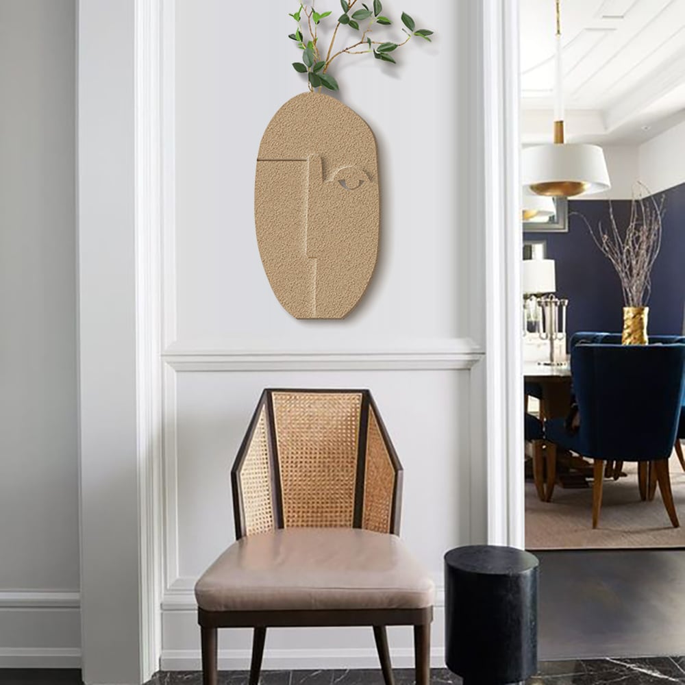 Questions et Réponses pour Sculpture abstraite en grès naturel faite main en 3D avec décoration murale de fausses plantes