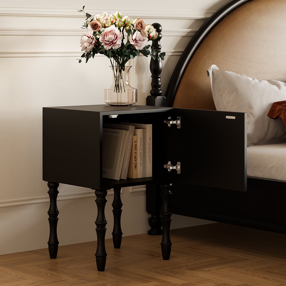 Avis Clients sur Table de chevet noire Farmhouse Capiz Shell avec rangement