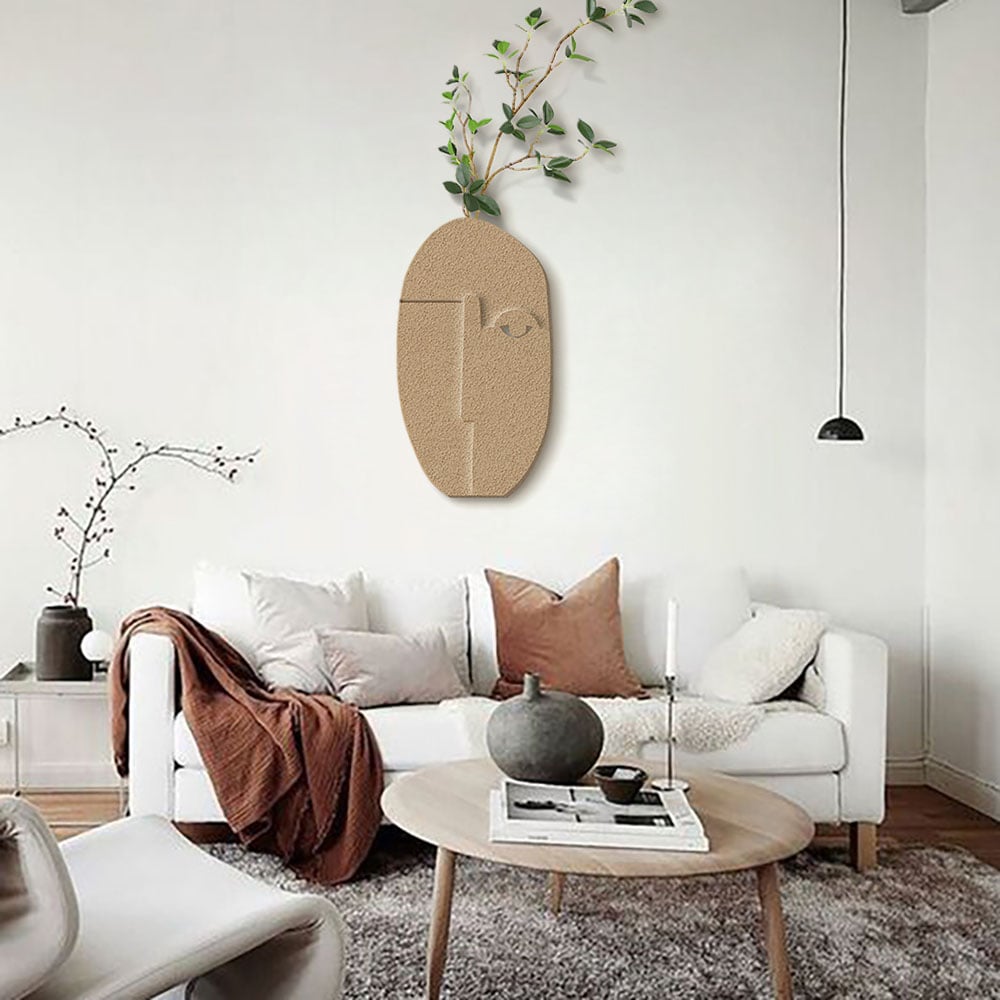 Questions et Réponses pour Sculpture abstraite en grès naturel faite main en 3D avec décoration murale de fausses plantes