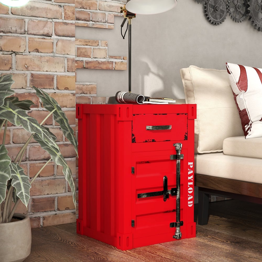 Questions and Answers for Ctainer Industrial Loft Red Nightstand Retro Bedside Storage Cabinet with Door & Drawer