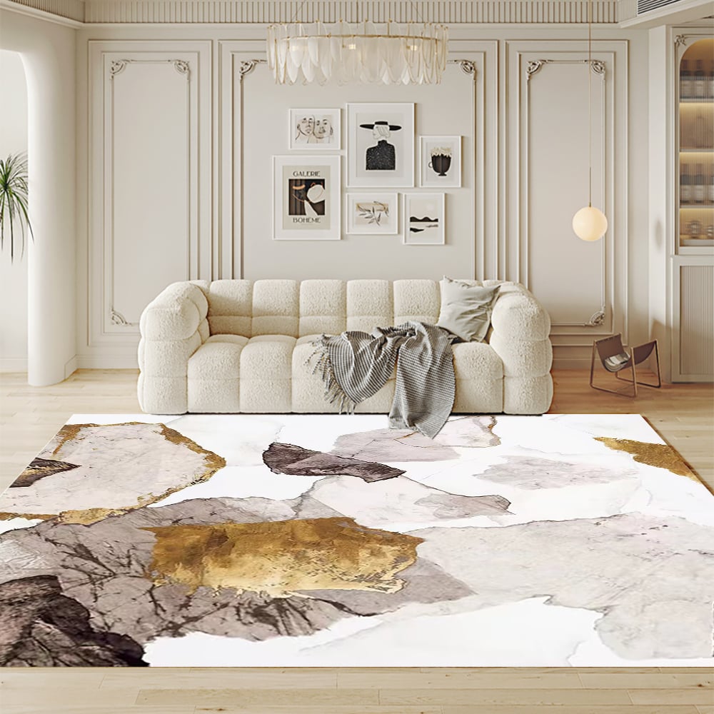 6' × 9' Modern Ink Painting Gray & Ink Blue Rectangle Area Rug