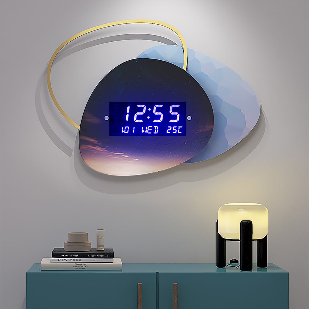 Customer Reviews for 18.9" LED Digital Display Wall Clock Modern Acrylic Abstract Star Decor Art Living Room