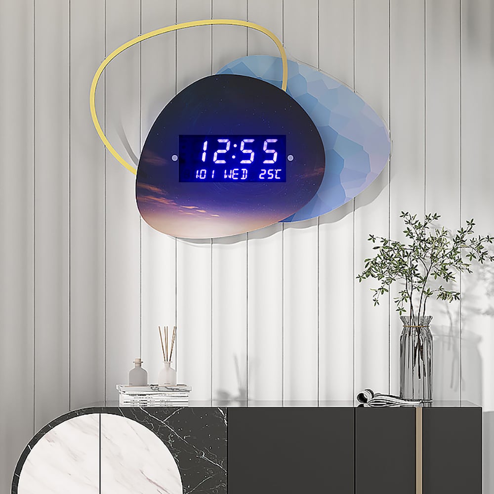 Customer Reviews for 18.9" LED Digital Display Wall Clock Modern Acrylic Abstract Star Decor Art Living Room