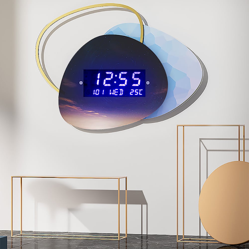 Customer Reviews for 18.9" LED Digital Display Wall Clock Modern Acrylic Abstract Star Decor Art Living Room