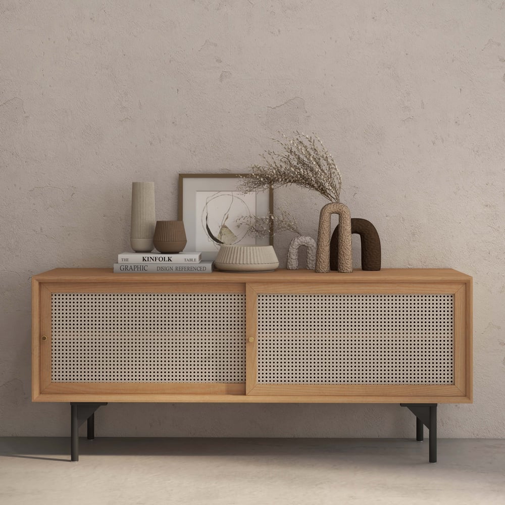 Customer Reviews for Cottage Natural 60 inch TV Stand with Rattan Woven Doors & Adjustable Shelves