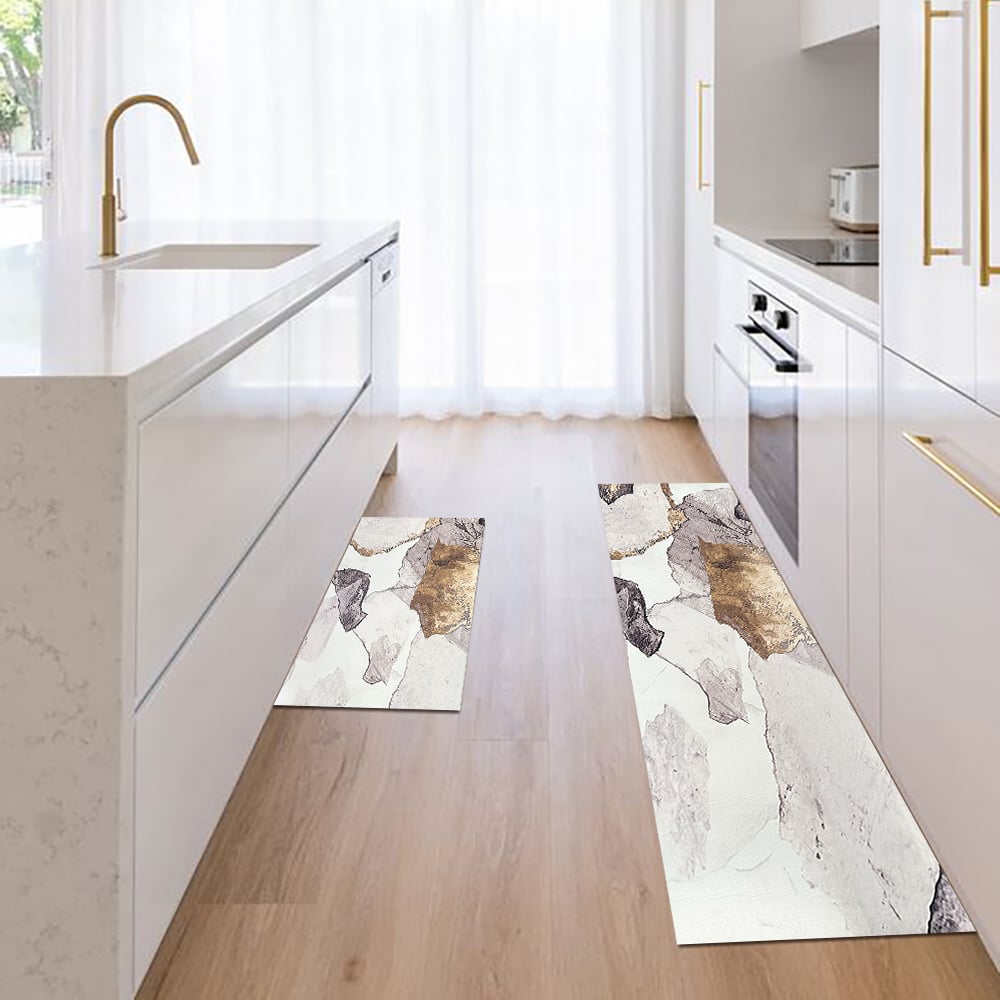 Vragen en antwoorden voor 2-delige moderne gouden keukenlopermatten antislip abstracte keukenmatset