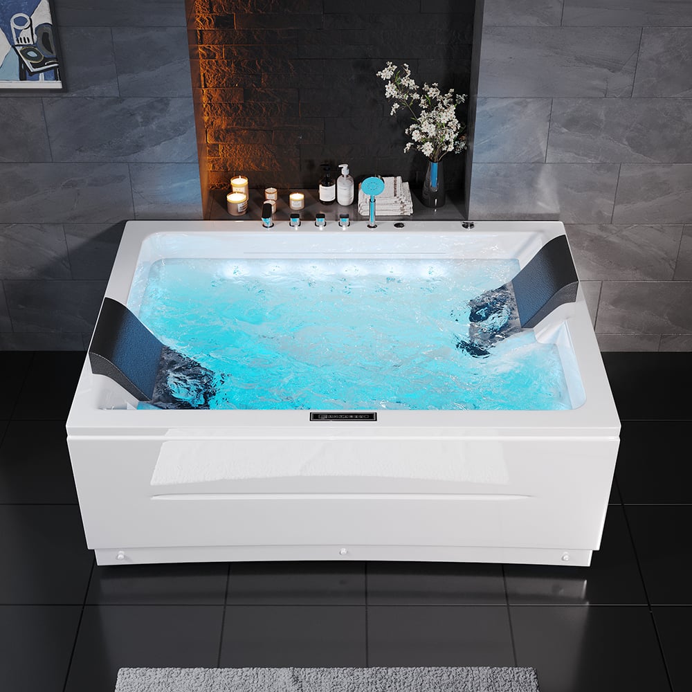 Questions and Answers for 71" Double Jacuzzi Jetted Bathtub with LED Lighting 118-Gallon Capacity