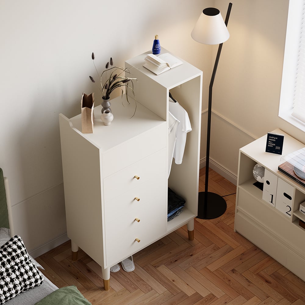 Questions and Answers for Modern White Mirrored Dresser Chifforobe Wardrobe Closet with 4 Drawers