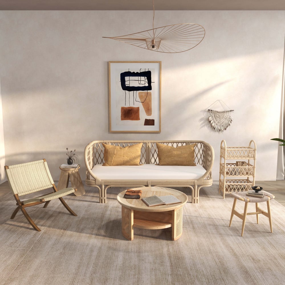 Recensioni dei clienti per Divano imbottito in cotone e lino Divano naturale con struttura in rattan piccolo