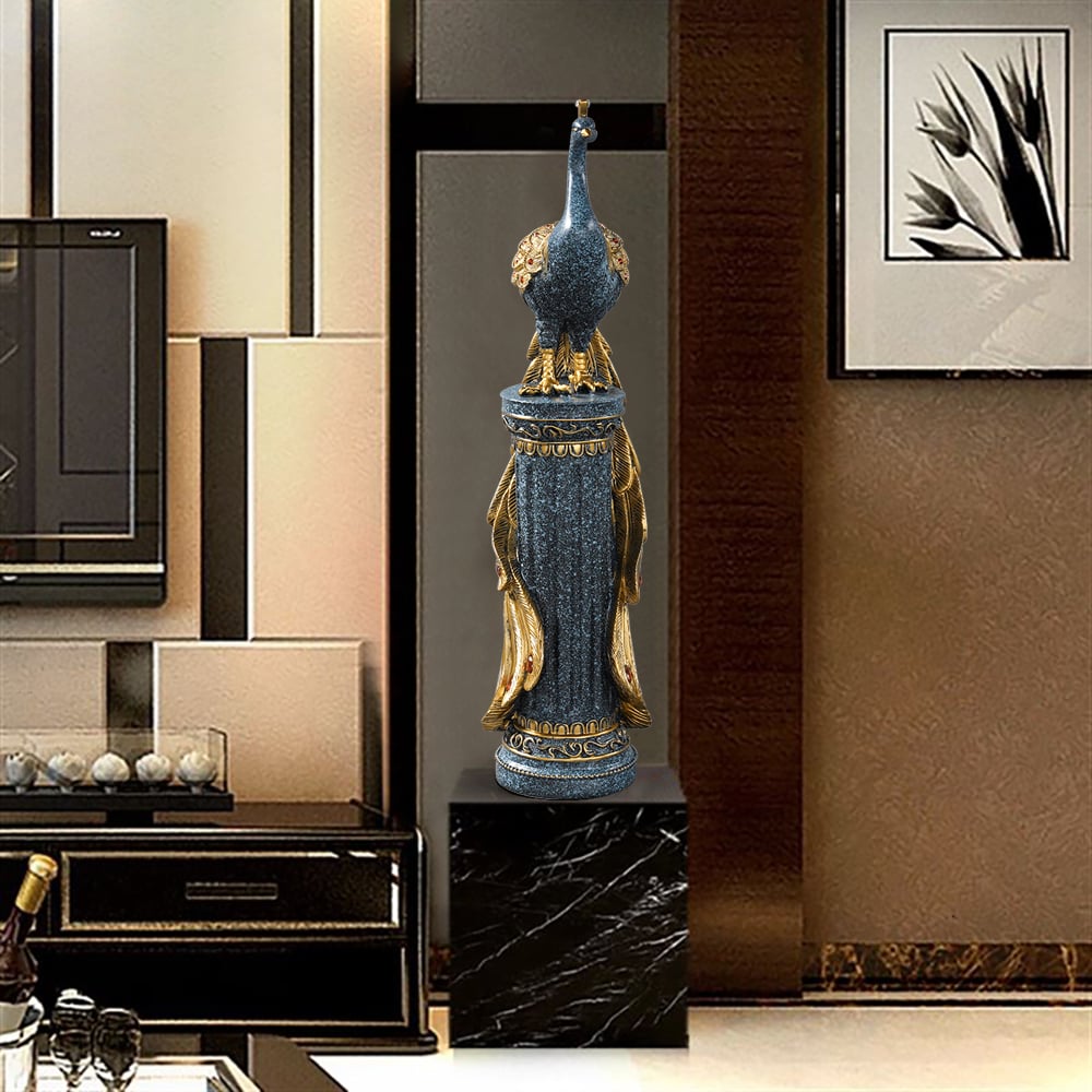 Hodnocení zákazníků pro položku 27,6" velká Glam Peacock Floor Sculpture Decor Art Obývací pokoj Ložnice v modré a zlaté barvě