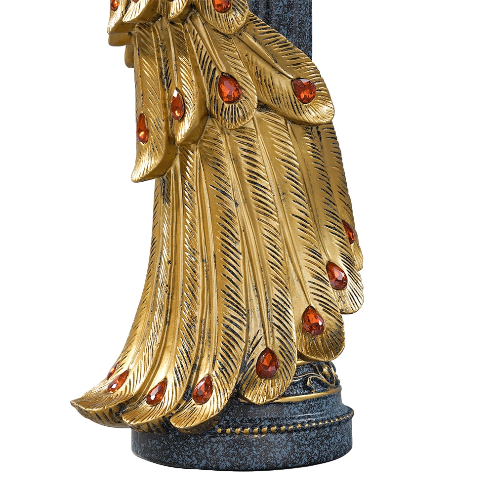 700mm Large Glam Peacock Floor Sculpture Decor Art Living Room Bedroom in Blue & Gold｜Homary