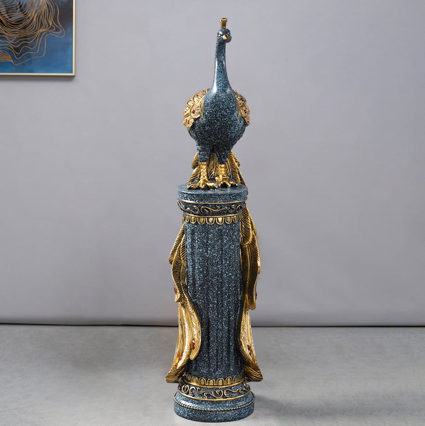 Hodnocení zákazníků pro položku 27,6" velká Glam Peacock Floor Sculpture Decor Art Obývací pokoj Ložnice v modré a zlaté barvě