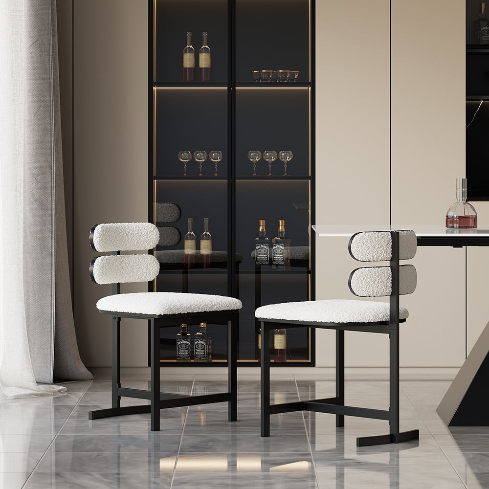 Customer Reviews for Modern Boucle White (Set of 2) Dining Chairs with Back Side Chair