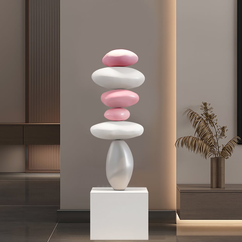 Questions and Answers for 30.7" Abstract Geometric Fiberglass & MDF Stacked Stone Floor Sculpture Light Decor Art