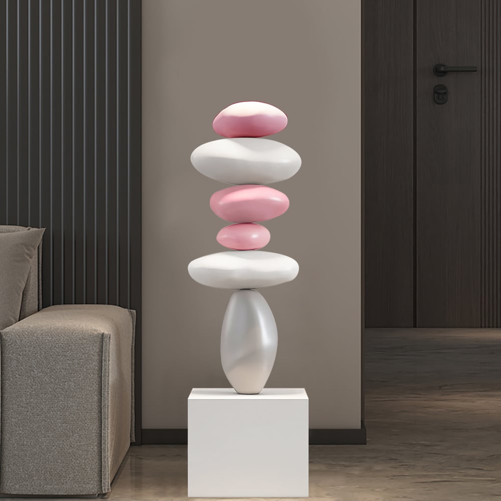 Questions and Answers for 30.7" Abstract Geometric Fiberglass & MDF Stacked Stone Floor Sculpture Light Decor Art