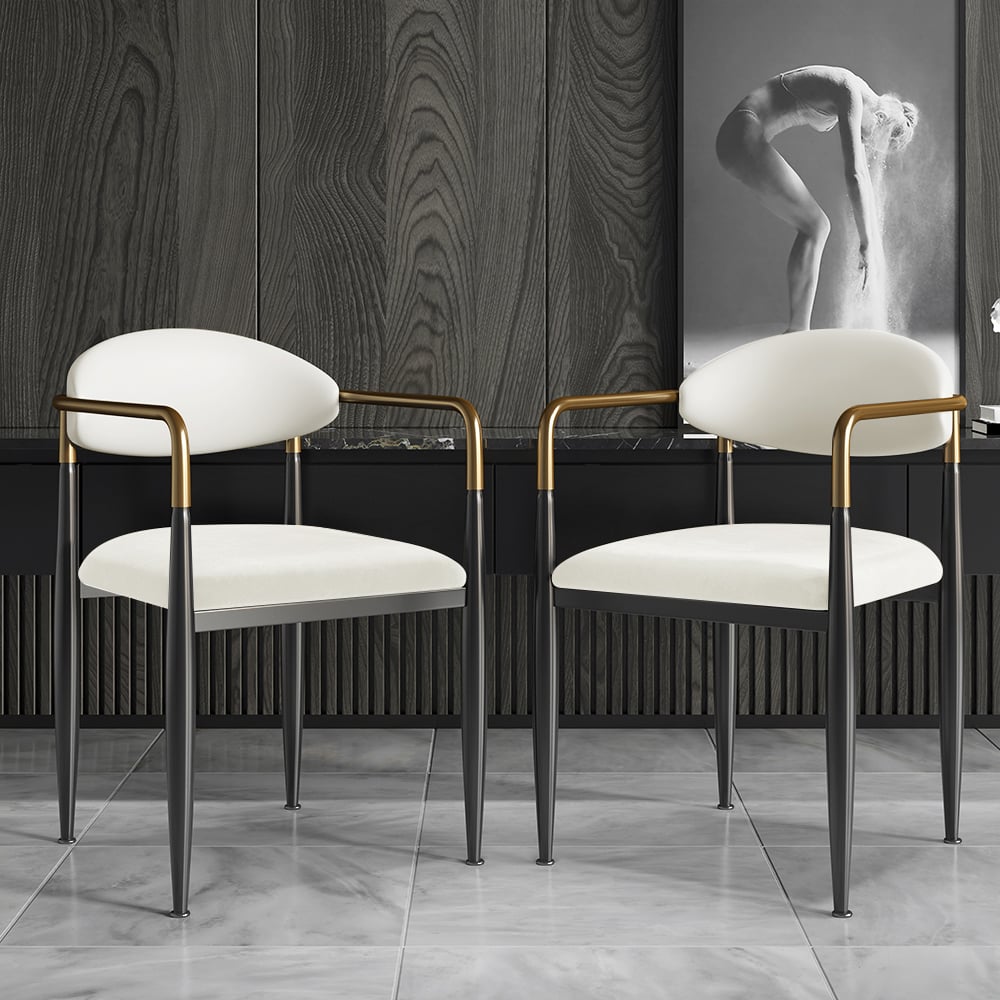 Avis Clients sur Chaises de salle à manger 2 pièces en cuir PU et velours Otrast en cuir PU et velours en blanc