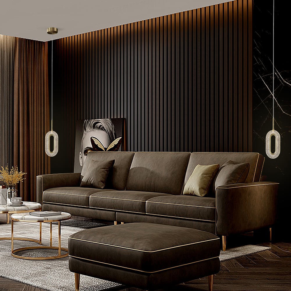 Hodnocení zákazníků pro položku Oválné zlaté závěsné světlo 1-světelné LED osvětlení s nastavitelným kabelem