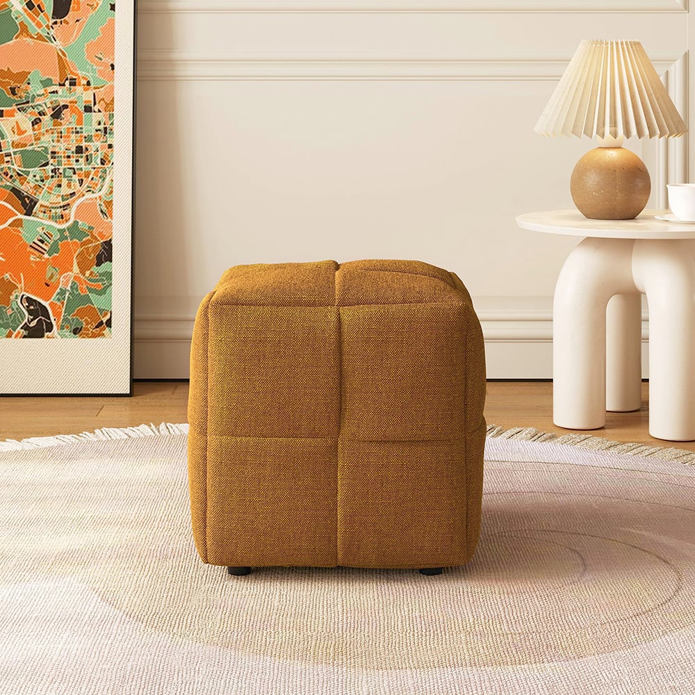 Questions et Réponses pour Pouf en lin de 400 mm de large, pouf en forme de cube marron, pouf pour salon