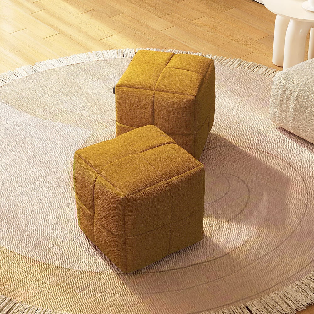 Questions et Réponses pour Pouf en lin de 400 mm de large, pouf en forme de cube marron, pouf pour salon
