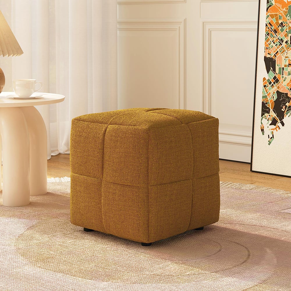 Questions et Réponses pour Pouf en lin de 400 mm de large, pouf en forme de cube marron, pouf pour salon