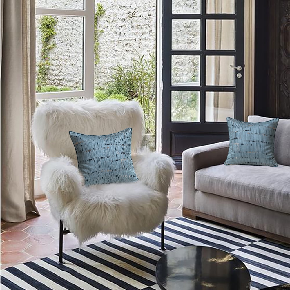 Questions and Answers for Modern Gold Abstract Blue Decorative Throw Pillow Cover Silk Cushion Protector