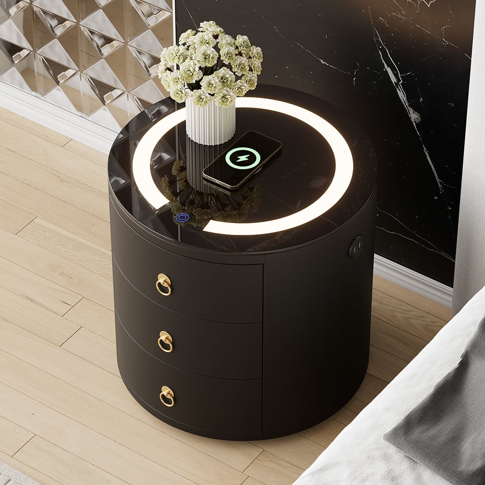 Customer Reviews for Leather 3-Drawer Smart Nightstand with Light & Speaker