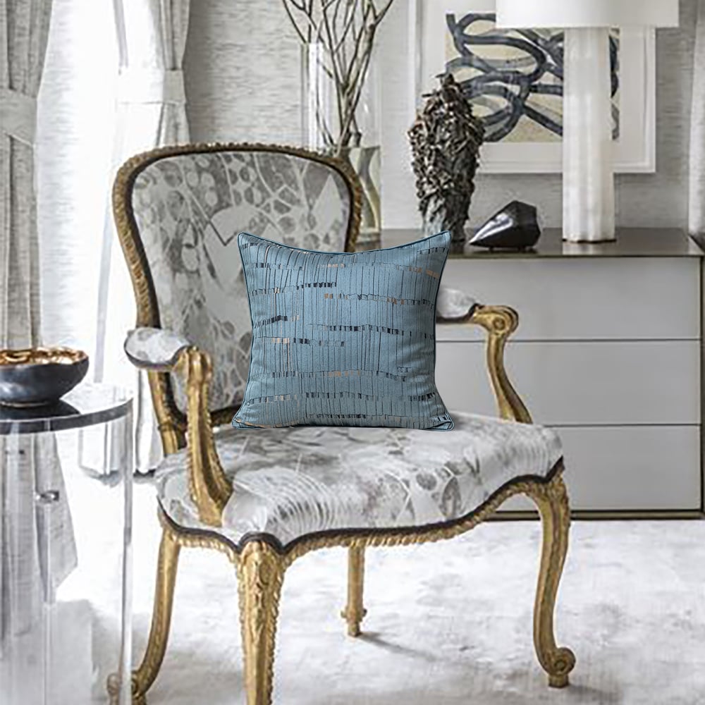 Questions and Answers for Modern Gold Abstract Blue Decorative Throw Pillow Cover Silk Cushion Protector