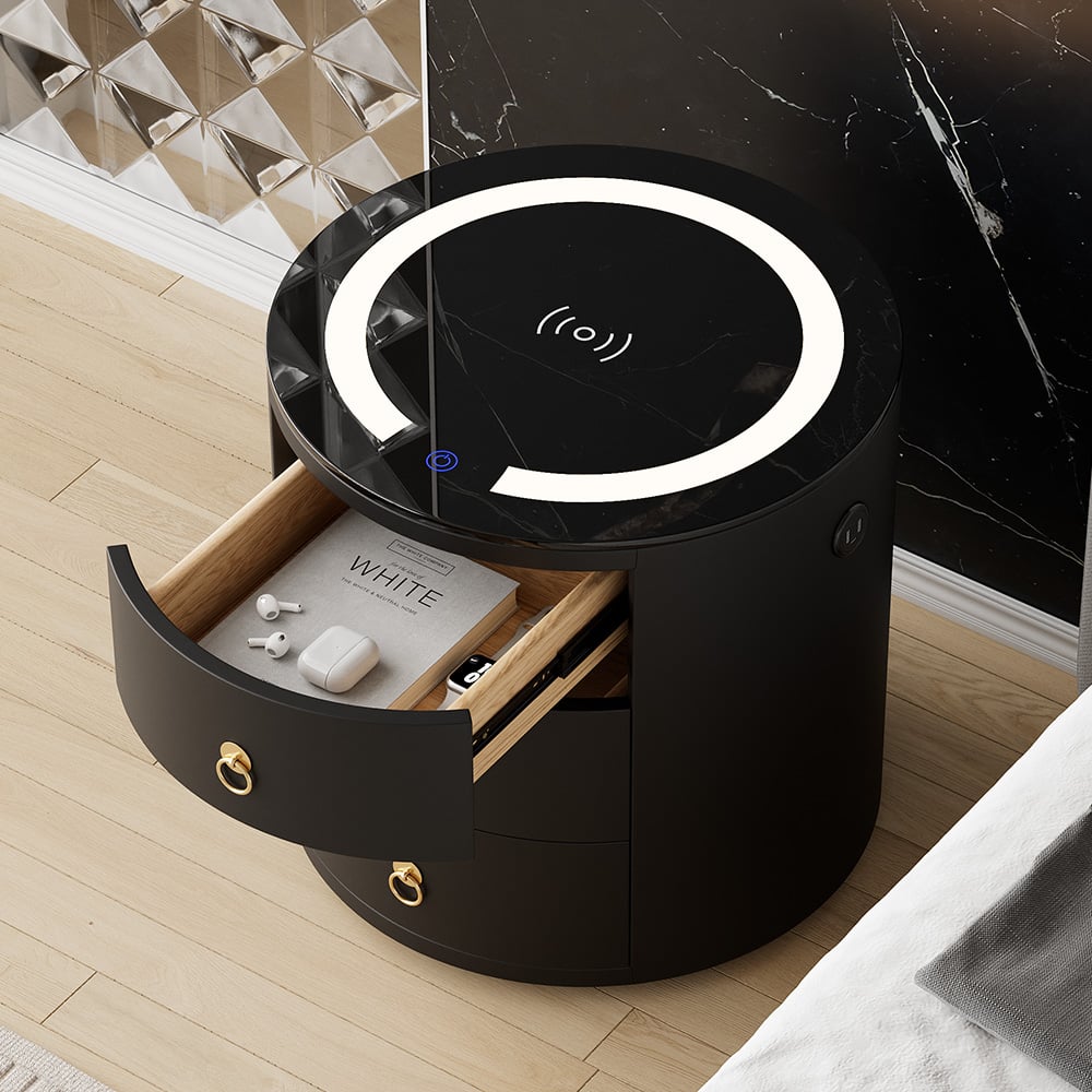 Customer Reviews for Leather 3-Drawer Smart Nightstand with Light & Speaker