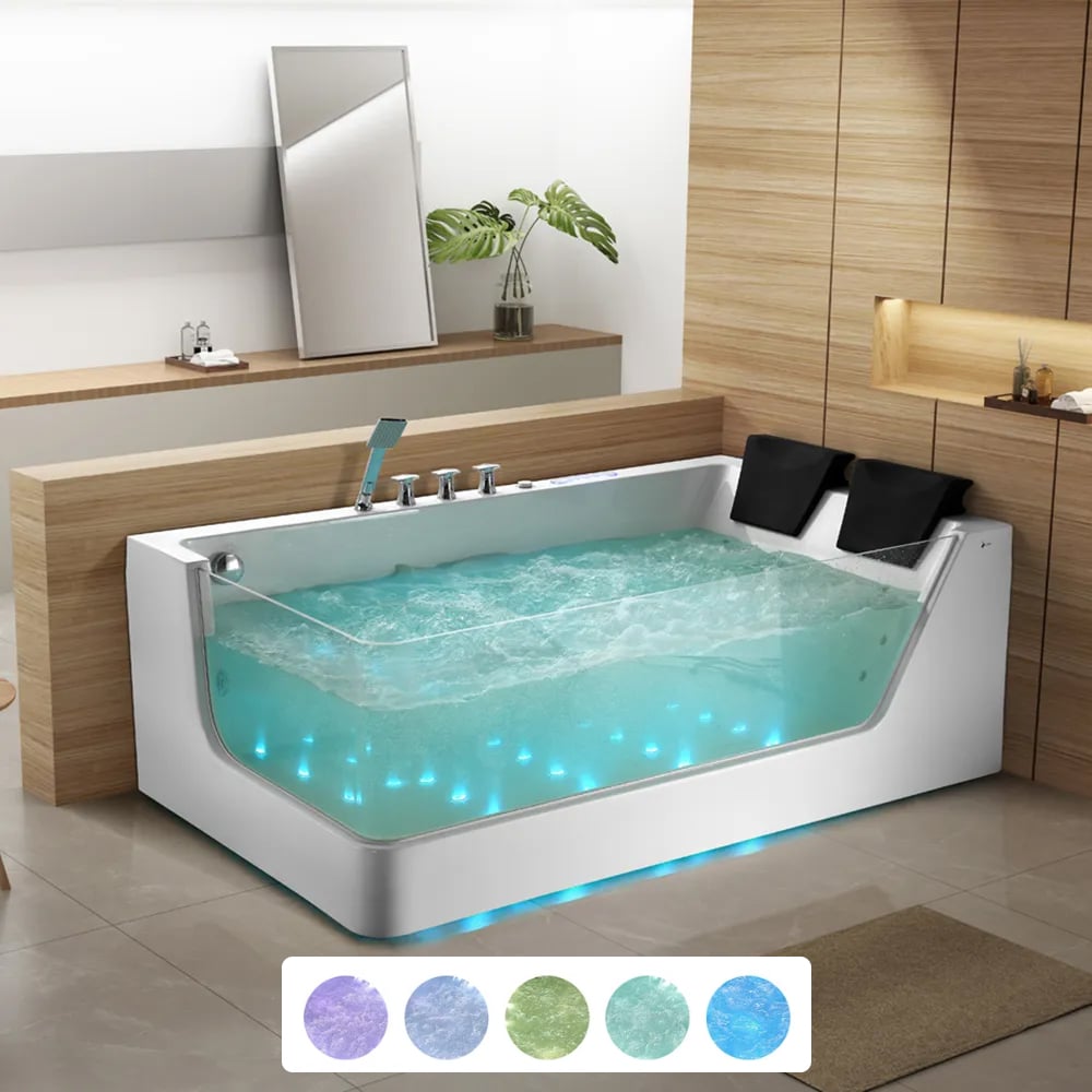 Questions and Answers for 71" Double Jacuzzi Bathtub with Jetted Massage & Ambient Lighting