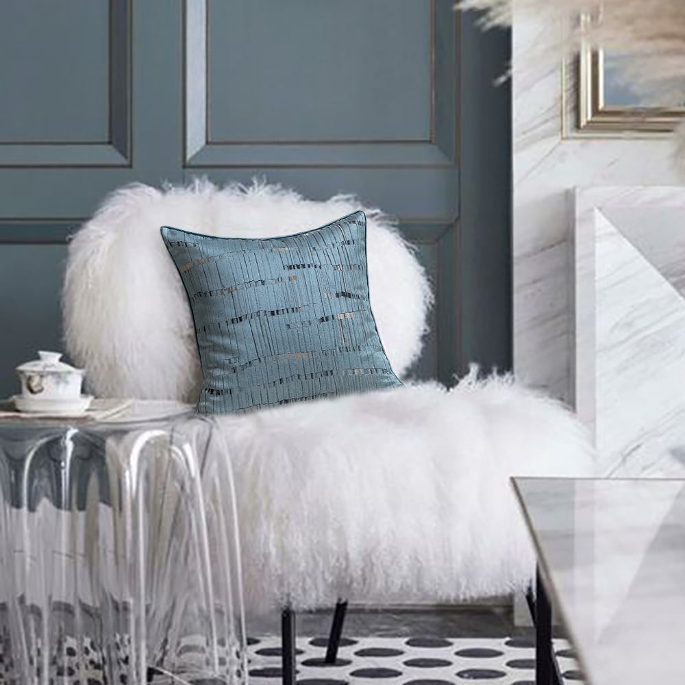 Questions and Answers for Modern Gold Abstract Blue Decorative Throw Pillow Cover Silk Cushion Protector