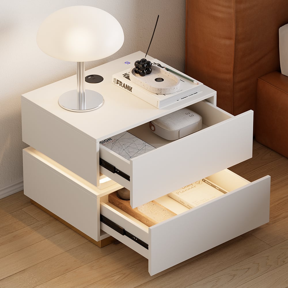 Perguntas e respostas para Mesa de cabeceira LED branca inteligente com estação de carregamento sem fio e luz