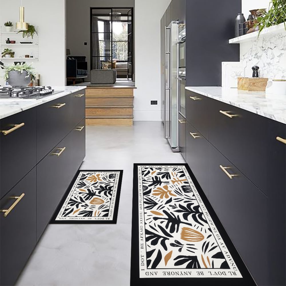 Questions et Réponses pour Ensemble de 2 tapis de cuisine modernes à fleurs, antidérapants, absorbants et larges